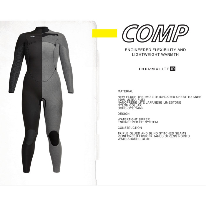 2024 Xcel Womens Comp 3/2mm Chest Zip Wetsuit WN32ZXC0 - Black